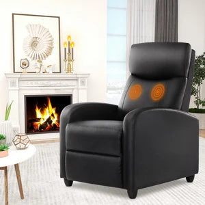 Massage Recliner Chair in Fabric Theater Lumbar Support Adjustable Modern Padded Seat Backrest Living Room Home Grey