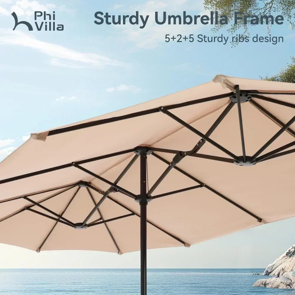 Patio Umbrella,awnings for terraces and courtyards Large Double-Sided Twin Outdoor Market Umbrella with Crank, 13ft