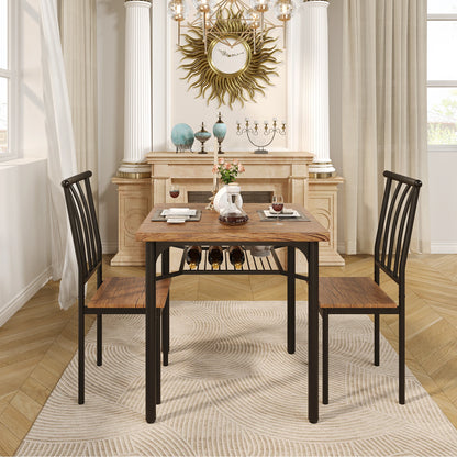 Dining Table Set for 2 with Wine Rack, Kitchen Table and Chairs for 2, Square Kitchen or Family Room Table