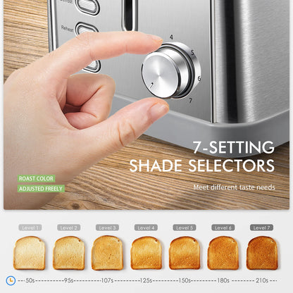 2 slice toaster, Retro Bagel Toaster with 7 Bread Shade Settings, 2 Extra Wide Slots, Defrost/Bagel