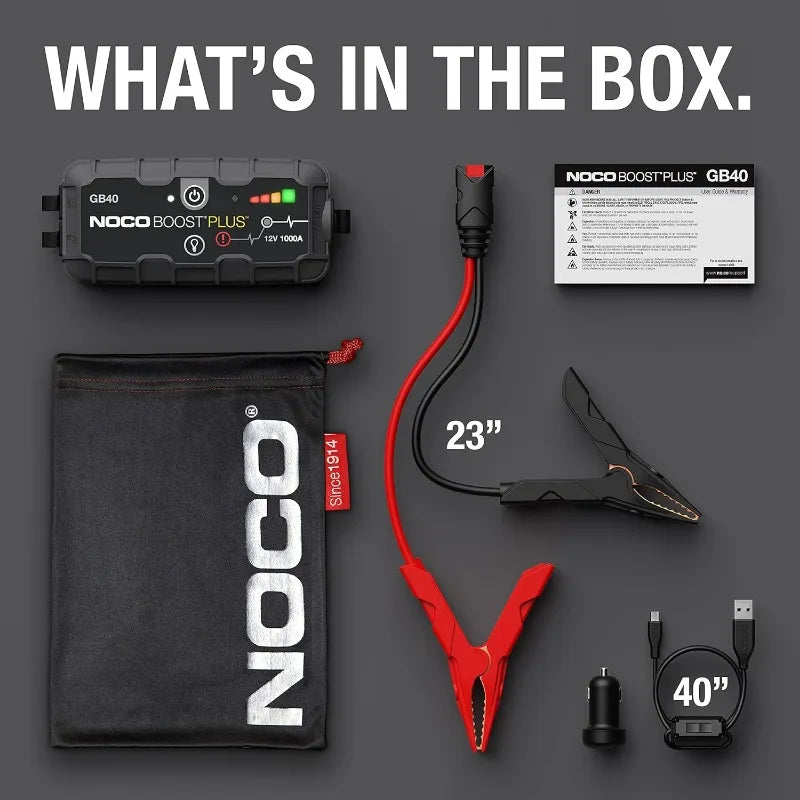 NOCO Boost Plus GB40 1000A UltraSafe Car Battery Jump Starter, 12V Battery Pack, Battery Booster, Jump Box, Portable Charger