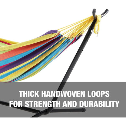 60'' Wide Hammock & Built-in Stand w/Carrying Case & Hanging Hardware Indoor, Outdoor, Poolside, Patio, Backyard Heavy Duty,
