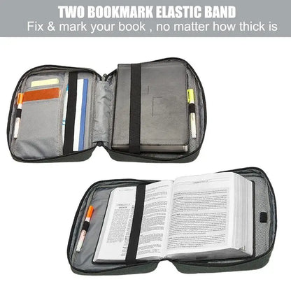 Large Bible Cover Case Carry Bag Waterproof Storage Bag Multiple Pockets with Handle to Hold Pen.   Comes in several colors & has book stand