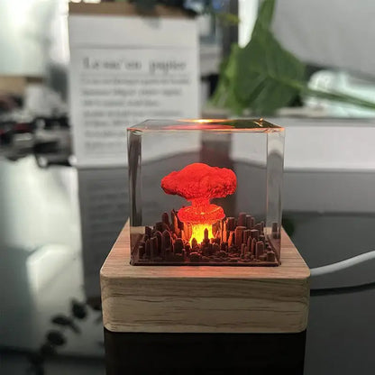 Nuclear Mushroom Cloud Night Light Explosion Bomb USB Table Lamp 3d Desktop Ornament Kids Bedroom