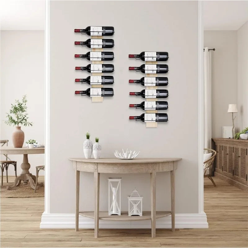 Wine Rack Wall Mounted | Solid Pine Wood & Metal Wall Wine Rack | Stylish 12 Bottle Wine Rack | Versatile Display