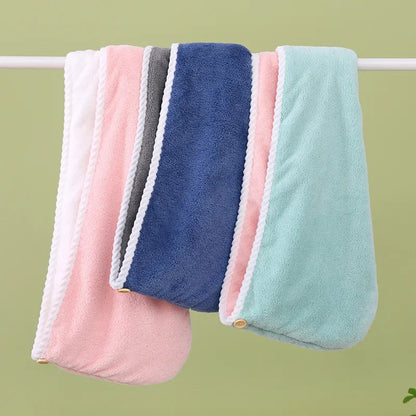 Microfiber Towel Hair Cap with Button Feminine Bathroom Accessories Quick-drying Bathrobe for Baby