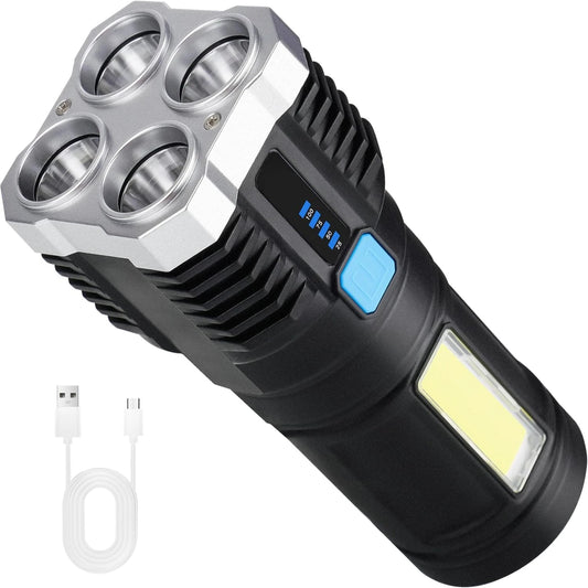 1000 Lumens USB Rechargeable LED Flashlight for Outdoor Activities - Camping, Hiking, Emergency, Fishing - Waterproof,