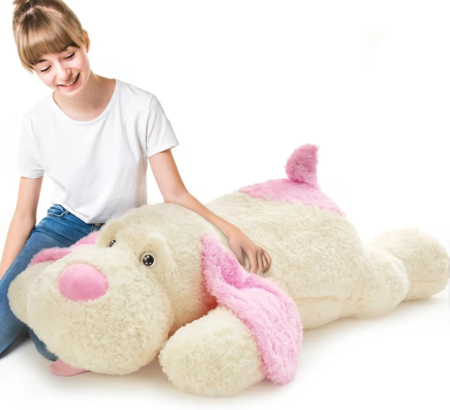 Giant Stuffed Puppy Dog Animal Plush Big Extra Large Stuffed Animals Soft Plush Dog Pillow Toy for Girls Kids 51 inch