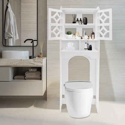 4 Tier Over the Toilet Storage Cabinet Bathroom Organizer Waterproof Raised Leg Smooth Edge Large Capacity/Easy to Install
