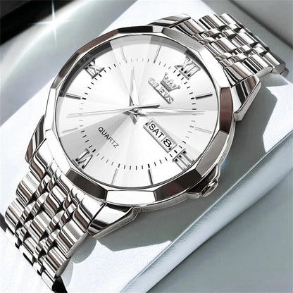 Men's Watches Causal Fashion Original Quartz Watch for Man Waterproof Stainless Steel Luminous Date Week