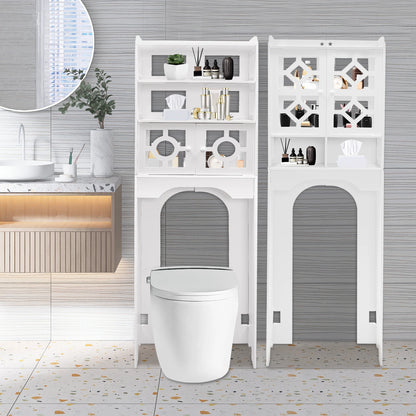4 Tier Over the Toilet Storage Cabinet Bathroom Organizer Waterproof Raised Leg Smooth Edge Large Capacity/Easy to Install