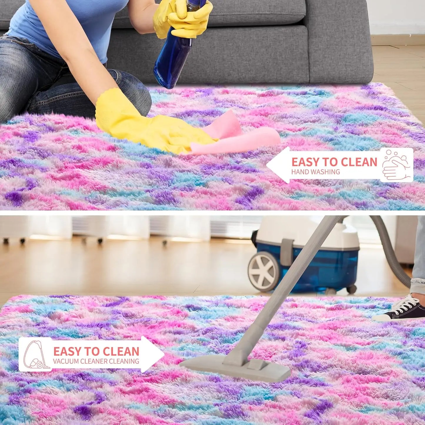 Fluffy Runner Rugs for Bedroom Living Room Soft Shag Rug 3x5 Feet, Non-Slip, Fuzzy Bedside Rug for Nursery or kid's room