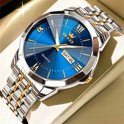 Men's Watches Causal Fashion Original Quartz Watch for Man Waterproof Stainless Steel Luminous Date Week