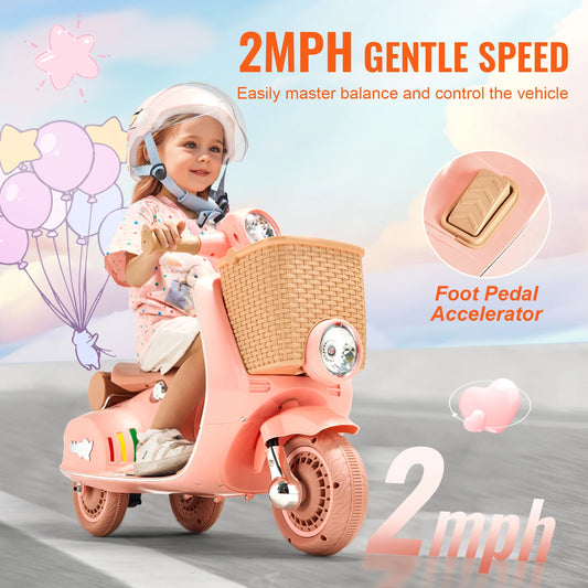 Kids Ride On Motorcycle 6/12V Battery Powered Electric Motorcycle Trike with Speed 2mph Ride on Toys for Children Gifts