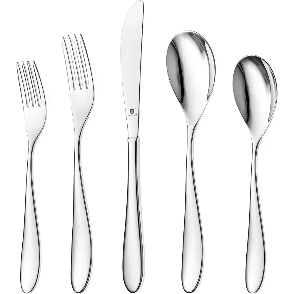 Stainless Steel Flatware for Elegant Dining - Dishwasher Safe Cutlery (80-Piece)