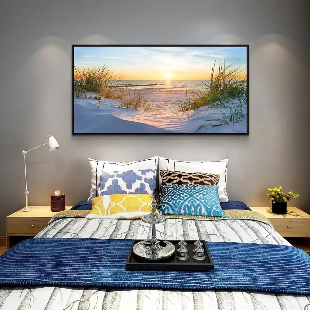 Sea Beach Framed Canvas Wall Art Large Size Wall Decor Modern Home Decoration