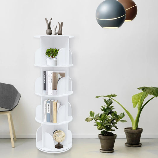 Rotating 360 Display Bookcase, 4-Tier, Floor Standing Bookshelf for any room in your home