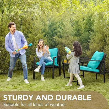 Rocking Bistro Set Patio Outdoor Furniture Porch Chairs Conversation Sets with Glass Coffee Table