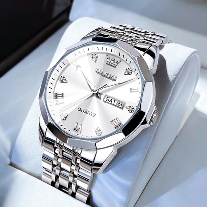 Men's Watches Causal Fashion Original Quartz Watch for Man Waterproof Stainless Steel Luminous Date Week