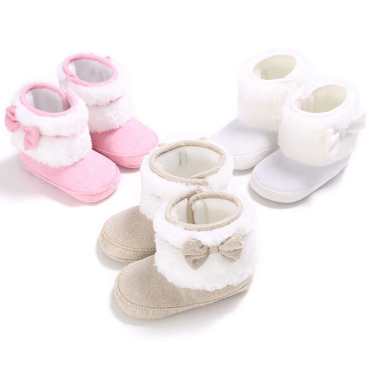 Newborn Baby Mini Wool Baby Short Booty Slippers Soft Bedroom Shoes Anti Slip Ankle Boots Cotton Lining