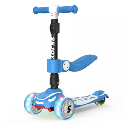 Toddler Kick Scooter for Children.  Foldable Seat Outside Bike Toy Scooter with Adjustable Height/Handlebars