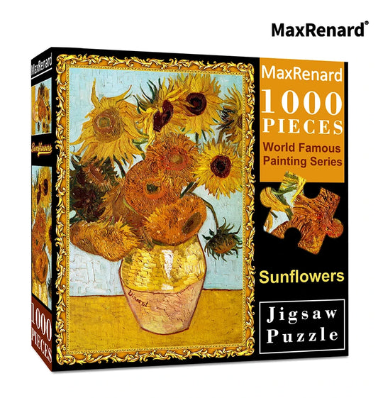 1000 Pieces Jigsaw Puzzle Van Gogh Sunflower Paper Assembling Painting Art Puzzles Toys for Adults