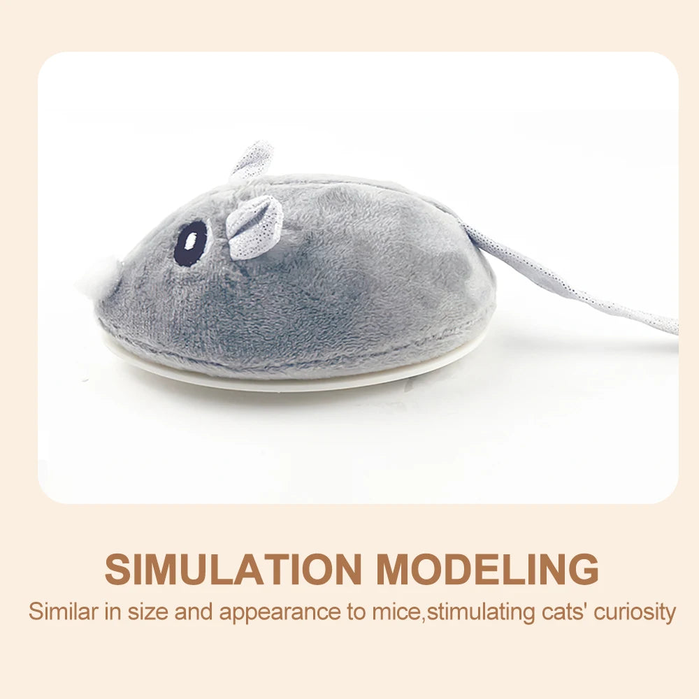 Automatic Interactive Plush Mouse Cat Toy Kitten Teaser Feather Toy Cute Motion Rat USB Rechargeable