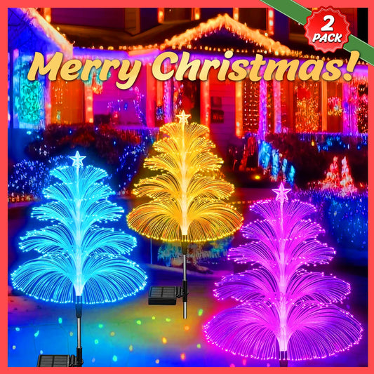 2/4 or 6 Pack Solar Outdoor Christmas Decoration, 7 Color Changing Solar Christmas Trees Lights for Garden, Yard or Pathway