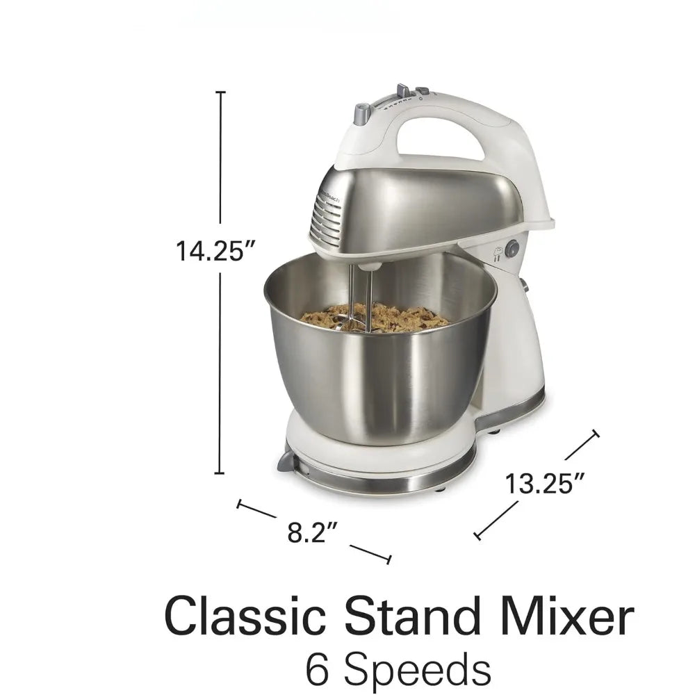 Stand and Hand Mixer, 4 Quarts, 6 Speeds 290 Watts