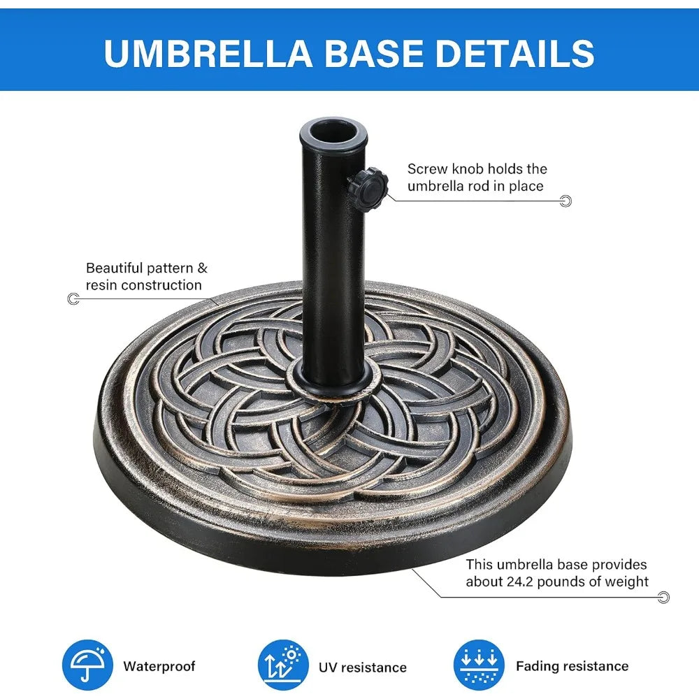 Simple Deluxe 17.72" 24.2 lbs Market Heavy Duty Umbrella Round Stand Base for Patio, Outdoor, Deck, Lawn, Garden