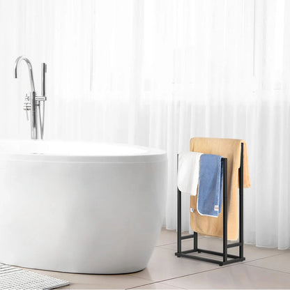 2-Tier Freestanding Towel Rack for Bathroom. Metal Hand Towel Holder Stand Drying Rack for Laundry Room
