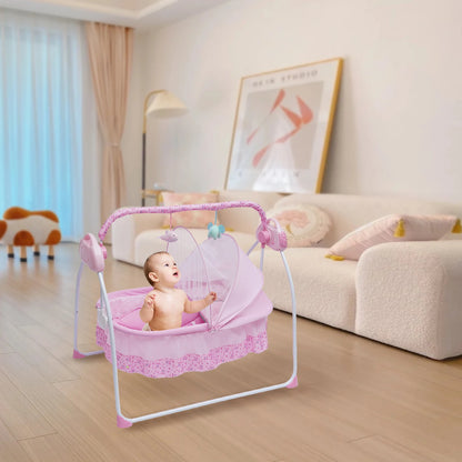 5 Gears Electric Baby Cradle Bluetooth Auto-Swing Rocking Bassinet Sleep Bed Infant Rocker Adjustable Nursery Furniture
