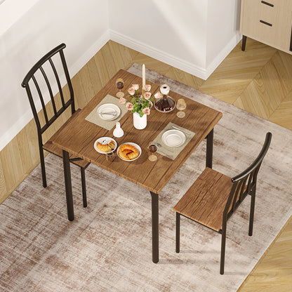 Dining Table Set for 2 with Wine Rack, Kitchen Table and Chairs for 2, Square Kitchen or Family Room Table