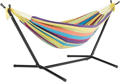 60'' Wide Hammock & Built-in Stand w/Carrying Case & Hanging Hardware Indoor, Outdoor, Poolside, Patio, Backyard Heavy Duty,