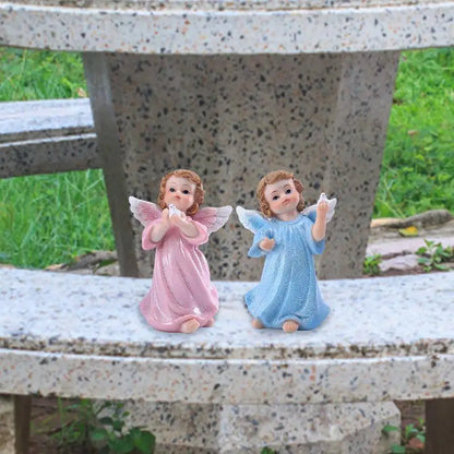 Resin 2pcs Peace Dove Guardian Angel Figurines