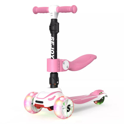 Toddler Kick Scooter for Children.  Foldable Seat Outside Bike Toy Scooter with Adjustable Height/Handlebars
