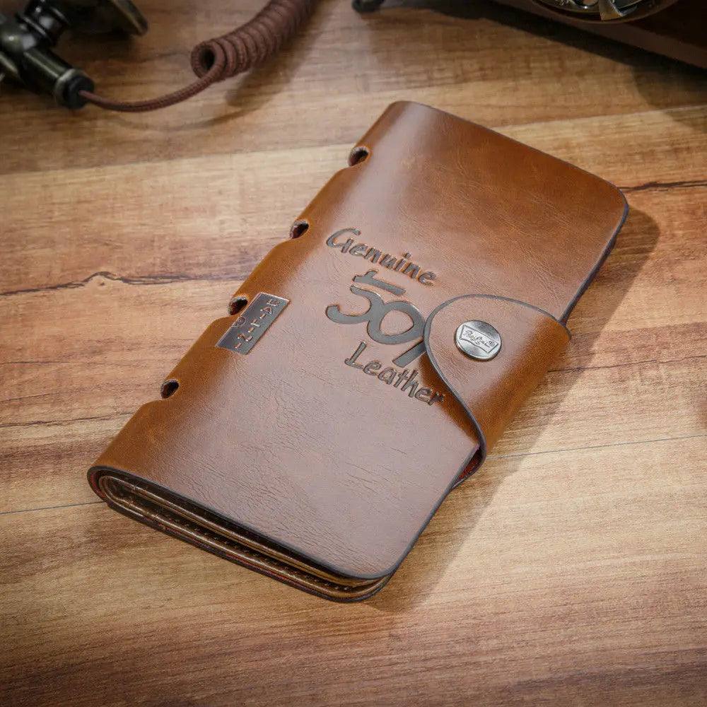 Retro Men's PU Leather Wallet Bifold ID Card Holder Checkbook Long Clutch Billfold Money Purse Handbag