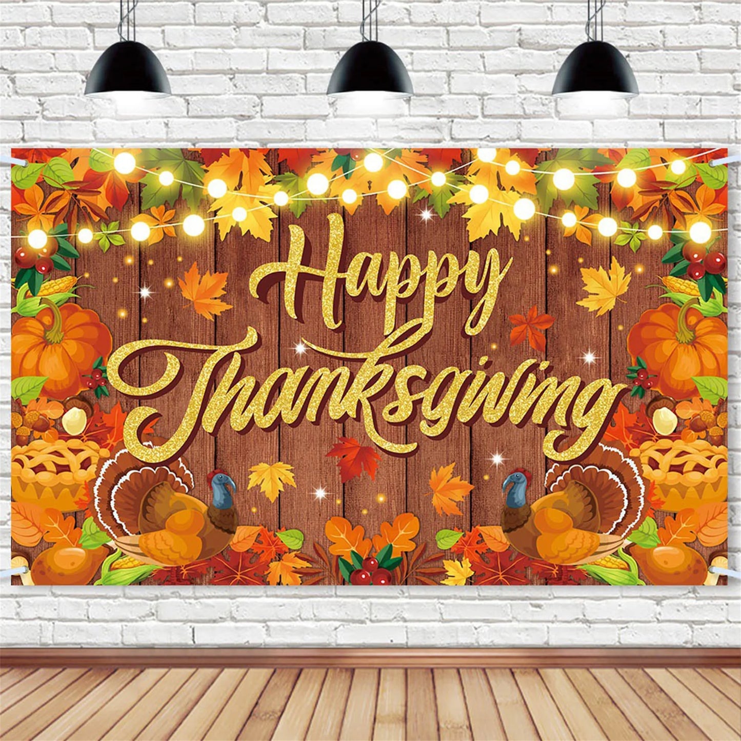 Fall Harvest Thanksgiving Photography Backdrop Banner Wall Background for Indoor Outdoor Party or Garage Door
