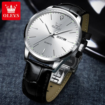 Fashion Business Brand Original Men Watches Leather Strap Trend Week Calendar Quartz Watch Luminous Waterproof 43mm Dial