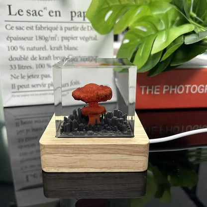 Nuclear Mushroom Cloud Night Light Explosion Bomb USB Table Lamp 3d Desktop Ornament Kids Bedroom