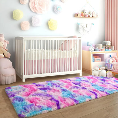 Fluffy Runner Rugs for Bedroom Living Room Soft Shag Rug 3x5 Feet, Non-Slip, Fuzzy Bedside Rug for Nursery or kid's room