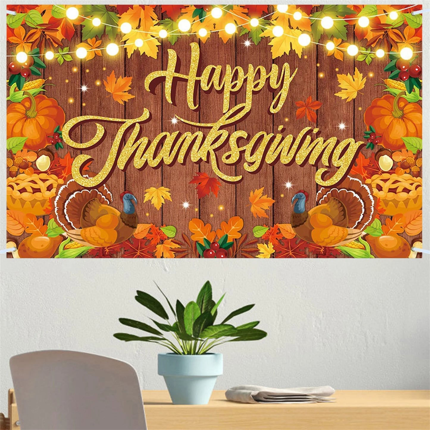 Fall Harvest Thanksgiving Photography Backdrop Banner Wall Background for Indoor Outdoor Party or Garage Door