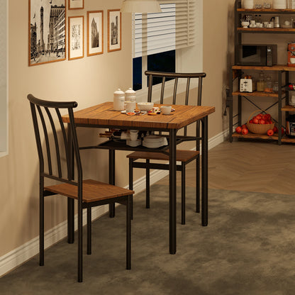 Dining Table Set for 2 with Wine Rack, Kitchen Table and Chairs for 2, Square Kitchen or Family Room Table