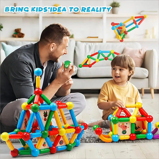Magblock 90PCS Magnetic Building Sticks Blocks Toys Gift for Boys or Girls Magnet Sticks Balls Building Toy Sets Montessori Toys