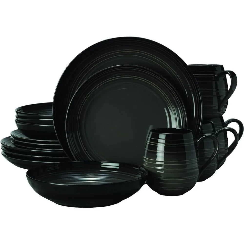 Graphite Ombre Dinnerware Service For 4, 16 Piece Set