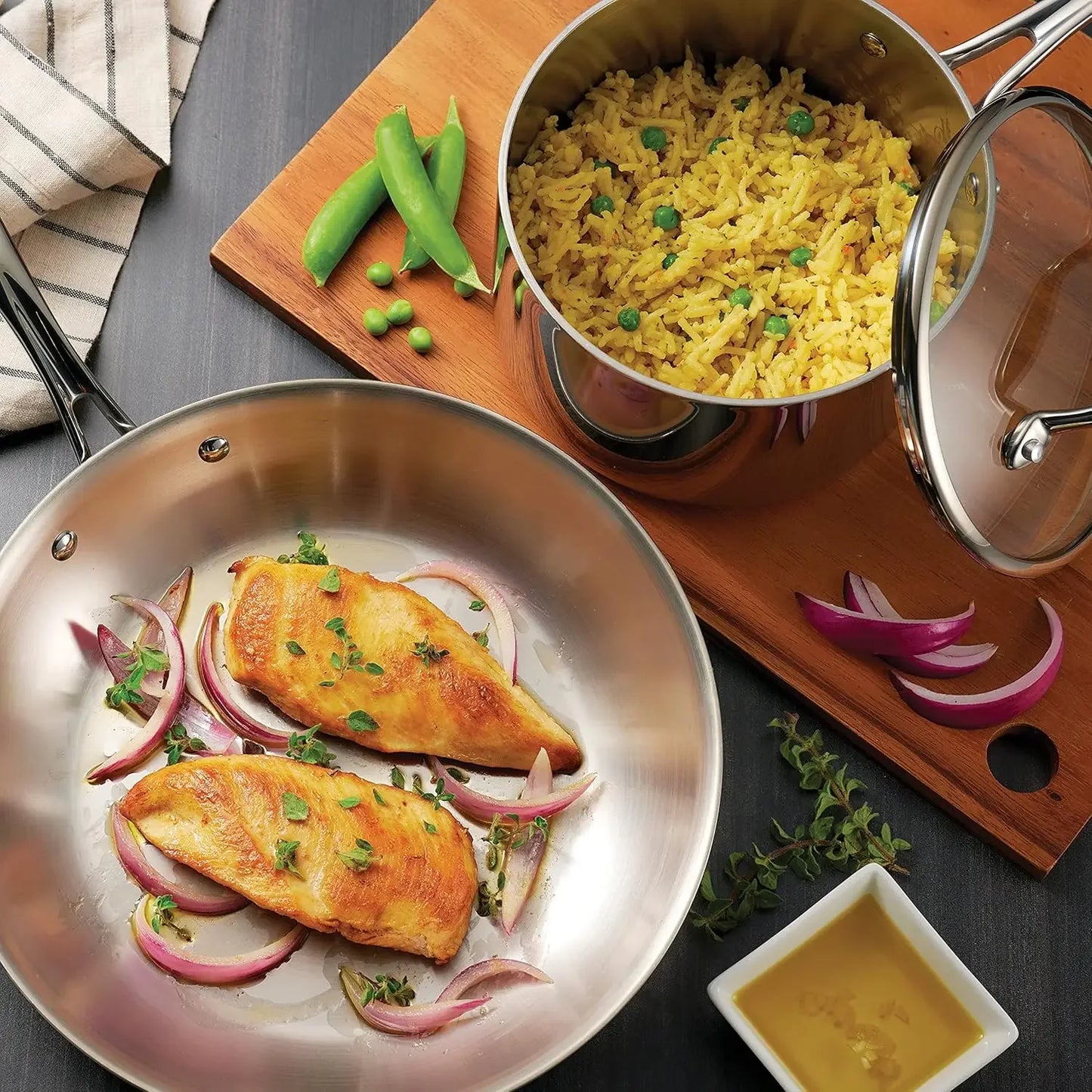 Tri-Ply Clad Stainless Steel 8-Piece Cookware Set with Glass Lids, Pots and Pans Kitchen Set, Induction-Ready, Dishwasher-Safe