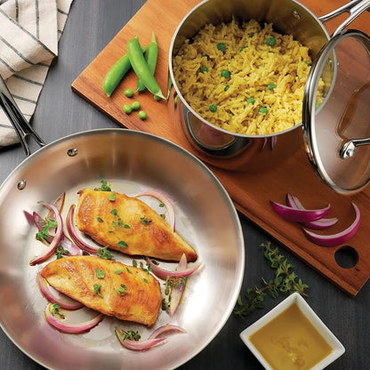 Tri-Ply Clad Stainless Steel 8-Piece Cookware Set with Glass Lids, Pots and Pans Kitchen Set, Induction-Ready, Dishwasher-Safe