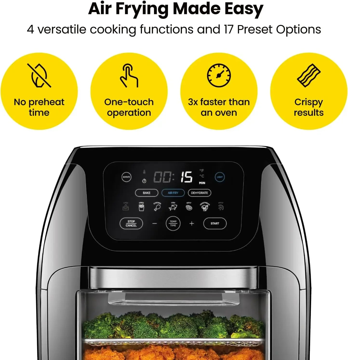 Multifunctional Digital Air Fryer+ Rotisserie Dehydrator Convection Oven 17 Touch Screen Presets Fry Roast Dehydrate