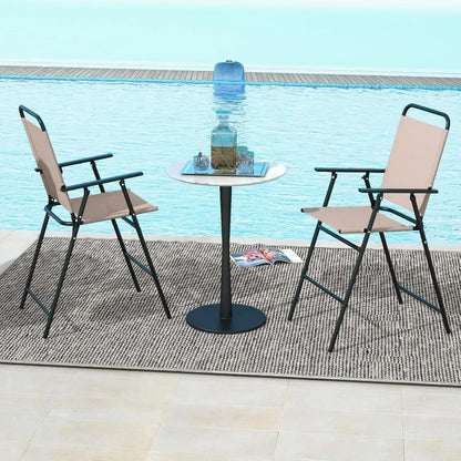 Outdoor Folding Bar Chair Set of 2, Bar-Height Patio Chairs with Backrest, Armrests, Footrest,330 LBS Capacity (1)