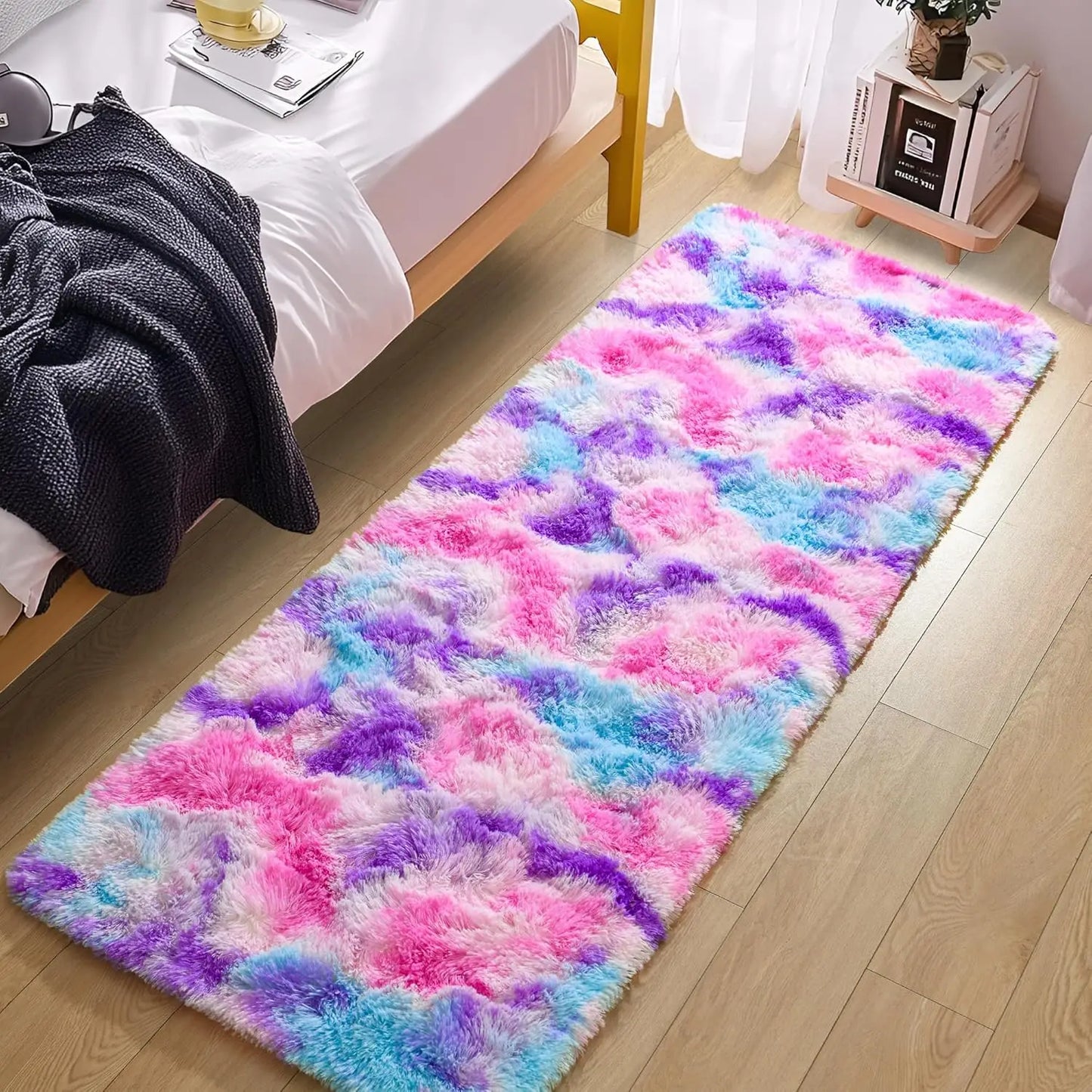 Fluffy Runner Rugs for Bedroom Living Room Soft Shag Rug 3x5 Feet, Non-Slip, Fuzzy Bedside Rug for Nursery or kid's room